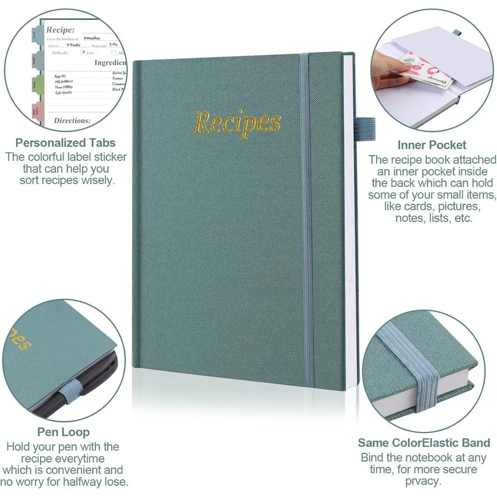 Recipe Book, 5.9 x 8.3in Recipe Book to Write in Your Recipes 128 Pages